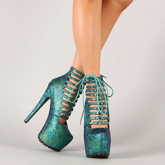 Privileged Shoes - Privileged Denmark Teal Platform Pumps